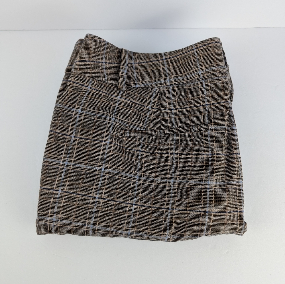 Ann Taylor Factory Brown Plaid Trouser Dress Pants (Size: 14)